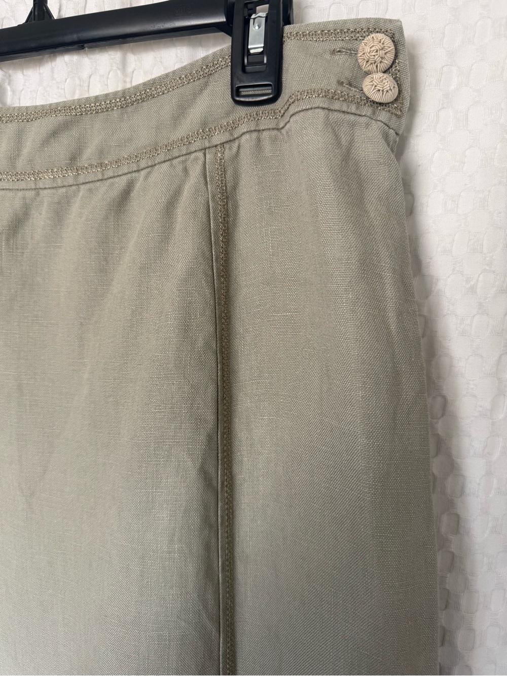 Per Una M&S Pure Linen A-Line Maxi Skirt Olive Khaki 12L Y2K - Picture 3 of 8